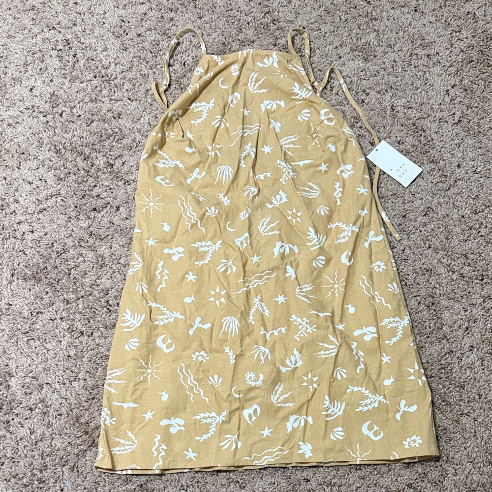 A New Day Tan Dress with White Floral Pattern